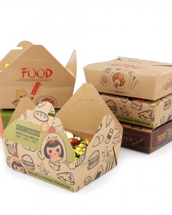 Disposable Custom Brown Kraft Paper Salad Takeaway to Go Food Container Lunch Boxes Disposable Custom Brown Kraft Paper Salad Takeaway to Go Food Container Lunch Boxes