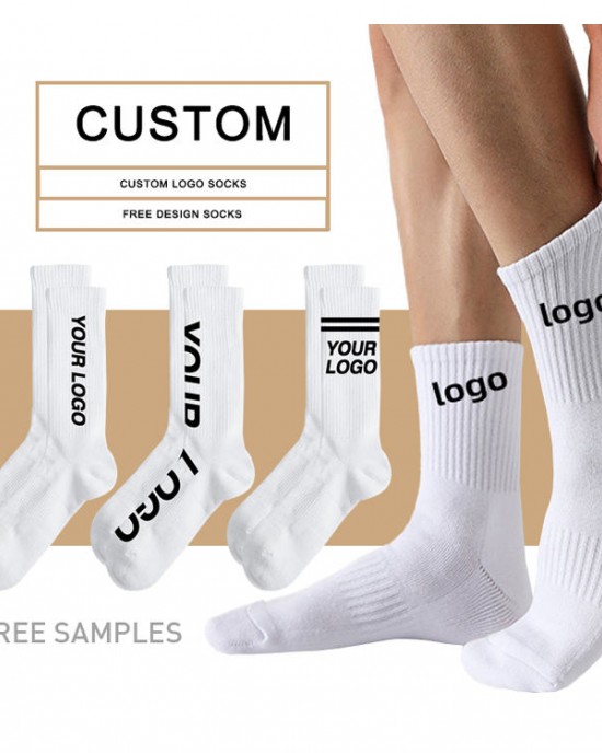High Quality Custom Socks With Logo Custom Cotton Socks Solid Color Men Crew Socks