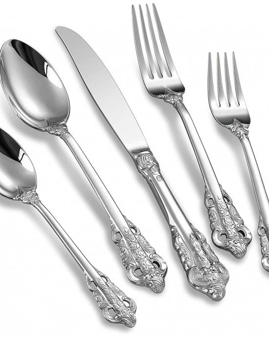 Baroque Metal Knife and Fork Gold Cutlery Set With Decorations Baroque Metal Knife and Fork Gold Cutlery Set With Decorations