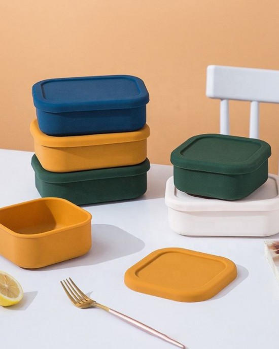 Bento Lunch Box BPA Free Food Storage Box with Lid OEM/ODM Square Dishwasher and Freezer Safe High-capacity Food Grade Silicone Bento Lunch Box BPA Free Food Storage Box with Lid OEM/ODM Square Dishwasher and Freezer Safe High-capacity Food Grade Silicone