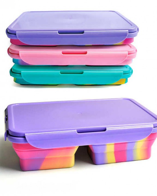 Portable Leak Proof Eco Friendly Silicone Collapsible Children School Bento Lunch Box for Girls Boys Student and Adult Portable Leak Proof Eco Friendly Silicone Collapsible Children School Bento Lunch Box for Girls Boys Student and Adult